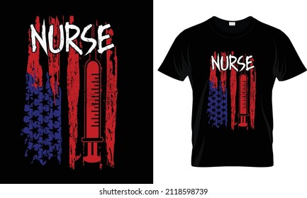 Nurse vector t shirt design flag.