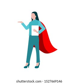 Nurse woman in action poses. Female superhero flying. flat illustration