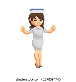Nurse Woman Angry hospital character clothes healthcare mascot 