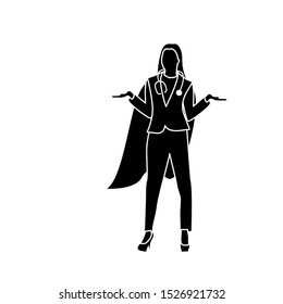nurse woman hero black silhouette illustration