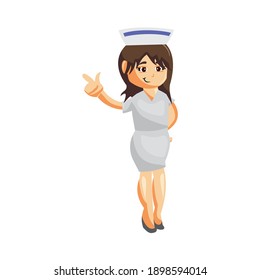 Nurse Woman hospital character clothes healthcare mascot pointing