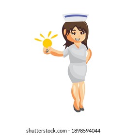 Nurse Woman hospital character clothes healthcare mascot Bring Bulb