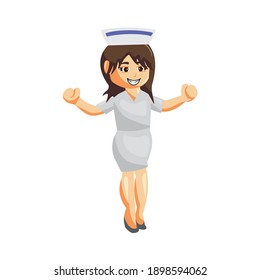 Nurse Woman hospital character clothes healthcare mascot Hand Strong