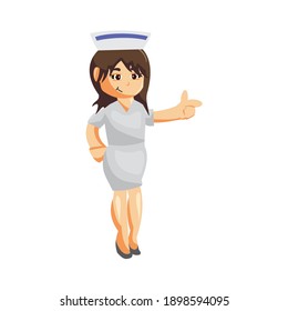 Nurse Woman hospital character clothes healthcare mascot pointing