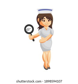 Nurse Woman hospital character clothes healthcare mascot Hold Magnifying