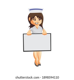 Nurse Woman hospital character clothes healthcare mascot With Blank Board