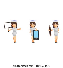 Nurse Woman hospital character clothes healthcare mascot Set