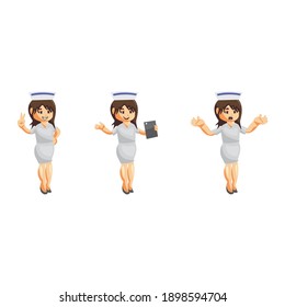 Nurse Woman hospital character clothes healthcare mascot Set