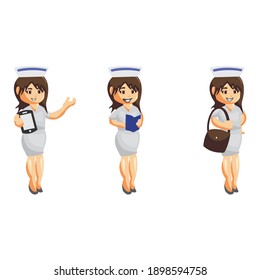 Nurse Woman hospital character clothes healthcare mascot Set