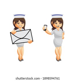 Nurse Woman hospital character clothes healthcare mascot Set
