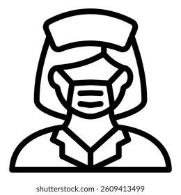 Nurse woman with mask concept. Vector graphics. hygiene and virus prevention concept. Vector graphics. Paramedic woman avatar sign on white background, style mobile or design