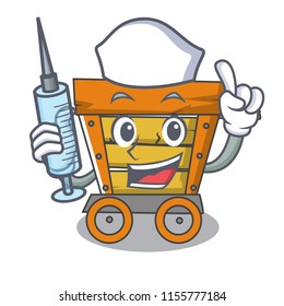 Nurse wooden trolley character cartoon