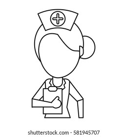 nurse work hospital clipboard thin line