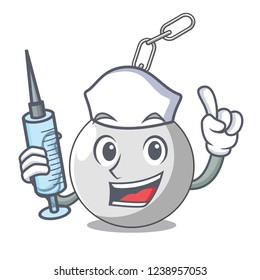 Nurse wrecking ball hanging from chain cartoon
