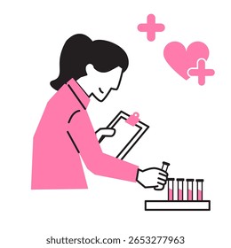 Enfermera escribiendo notas sobre el Portapapeles - Ilustración del personal femenino del hospital