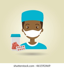 nurse young pills screen vector illustration eps 10