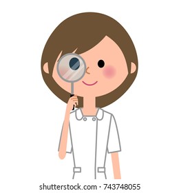Nurse,Magnifying glass