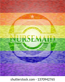 Nursemaid on mosaic background with the colors of the LGBT flag
