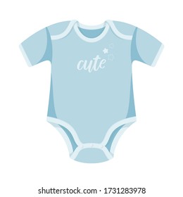 Nursery baby blue body romper. Vector illustration.