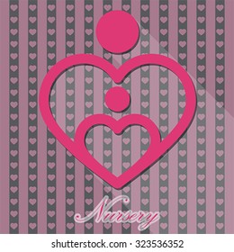 Nursery baby - child and mother concept. Heart shape. Breastfeeding icon,  vector