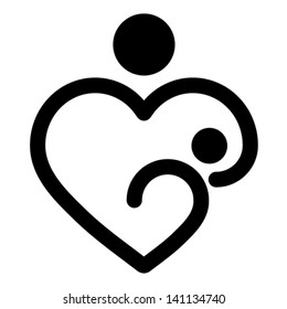 Nursery baby and mother breastfeeding, heart shaped concept, vector
Isolated on white.