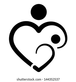 Nursery baby and mother concept. Heart shape medical symbol. Breastfeeding icon, vector. Isolated on white
Isolated on white.