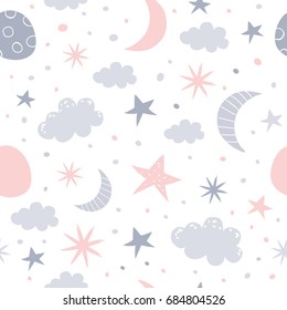 
Nursery baby seamless pattern. Children vector illustration.