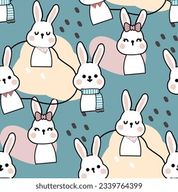 Nursery Bunny pattern Cute cartoon Bohemian nursery pattern. Boho vector print for wall decor in children's bedroom. Seamless pattern with cartoon bunny for nursery fabric