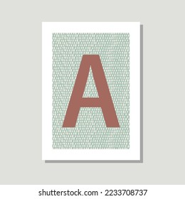 Nursery, child, birthday alphabet. F is for wall. Hand drawn patterned alphabet letters. Cute illustrations room monogram kids name poster, wall art.  Colorful letters with pattern.