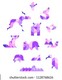 Nursery Childish Background with north american animals. Decorativ Style Trendy Textile, Wallpaper, Wrapping Paper, Kids Apparel Design. Vector illustration.