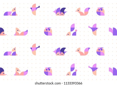 Nursery Childish Seamless Pattern Background with animals