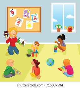 Nursery Elementary School Teacher Kids Room Stock Vector (Royalty Free ...