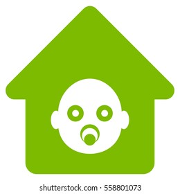 Nursery House vector icon. Flat eco green symbol. Pictogram is isolated on a white background. Designed for web and software interfaces.
