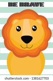 nursery lion safari  animal print vector