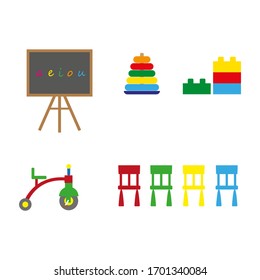 nursery objects on white background