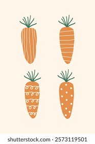 Nursery posters for baby room, apparel, rainbow, carrot. Hand drawn vector illustration for prints, cards, t-shirts, poster, kids room decoration. Cute hand drawn scandinavian style. Nursery Wall Art.