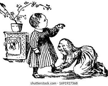 Nursery Rhyme, Vintage Engraved Illustration