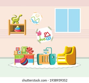 nursery room chair toys drawings