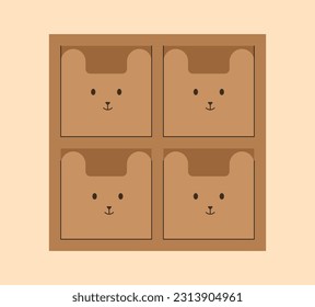 Nursery room closet concept. Comfort and coziness. Furniture for playroom. Element of decor and interior. Template and mock up. Cartoon flat vector illustration isolated on beige background