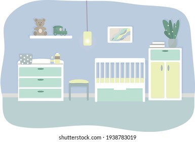 Nursery room. Design for a newborn boy.