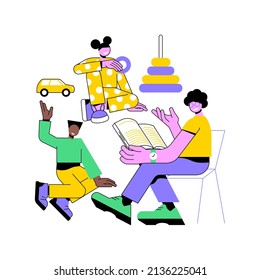 Nursery school abstract concept vector illustration. High quality pre-school program, cooperative and private nursery, educational space, bilingual kindergarten, yealding infant abstract metaphor.