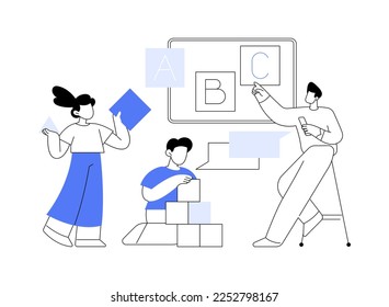 Nursery school abstract concept vector illustration. High quality pre-school program, cooperative and private nursery, educational space, bilingual kindergarten, yealding infant abstract metaphor.