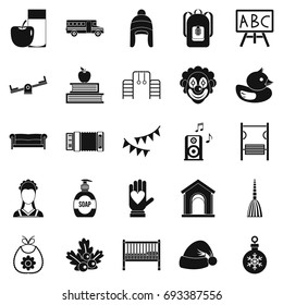 Nursery school icons set. Simple set of 25 nursery school vector icons for web isolated on white background