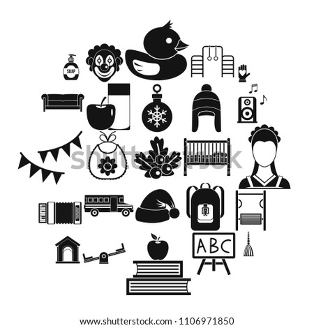 Nursery school icons set. Simple set of 25 nursery school vector icons for web isolated on white background