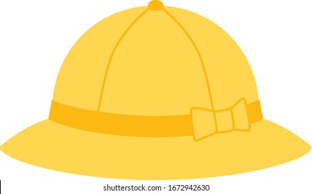 nursery school kids yellow hat illust