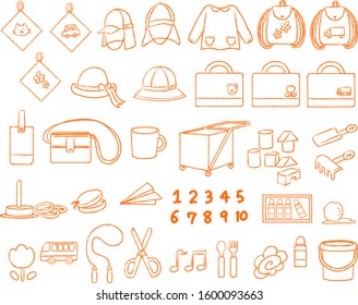 Nursery school, kindergarten related illustrations