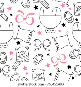 Nursery seamless pattern black and white