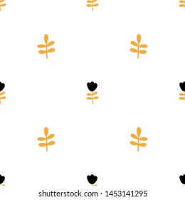 Nursery seamless pattern with flowers and leaves. Scandinavian style.Vector design for wrapping paper, textile. 
