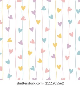 Corazón de patrón sin fisuras en fondo rayado para impresión, papel de pared decorativo, vectores textiles Ilustración