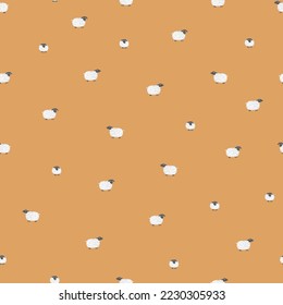 Nursery seamless pattern with little sheep. Can be used for kids rooms, wallpaper, wrapping paper, and print. Vector background.